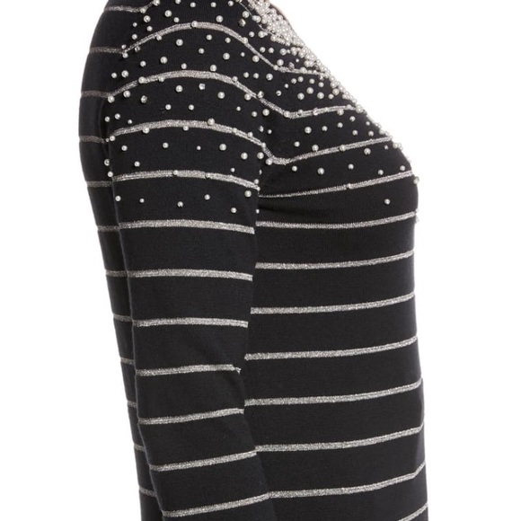 NWT X Atlantic-Pacific Pearl Metallic Stripe Swtr - Picture 4 of 5